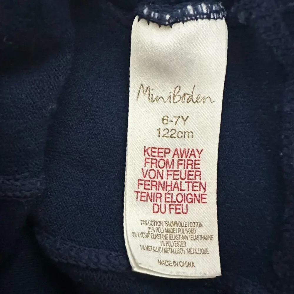 Mini Boden Girls Footless Tights size 6-7 Navy Silver